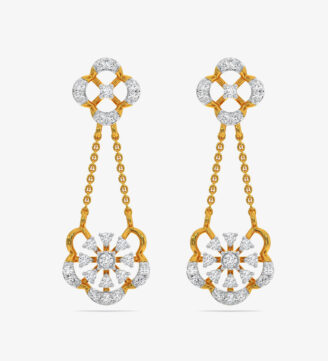 Diamond Yellow Gold 22kt Dangle Earring
